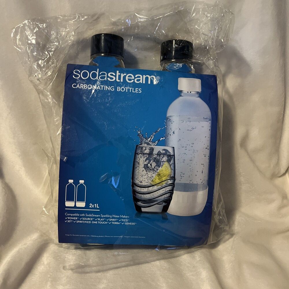 Soda Stream Carbonating Bottles 1 Liter 2pack Power Source Play Spirit Fizzi